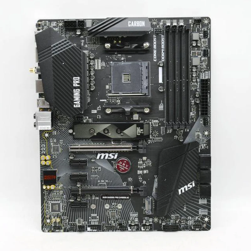 Verkaufen B450 GAMING PRO CARBON AC Für MSI AMD B450 B450M AM4 Motherboard Ddr4 Dual Kanal M.2 USB 3,0 PCIE 3rd Gen X16 Slot Spiel PC Verwendet