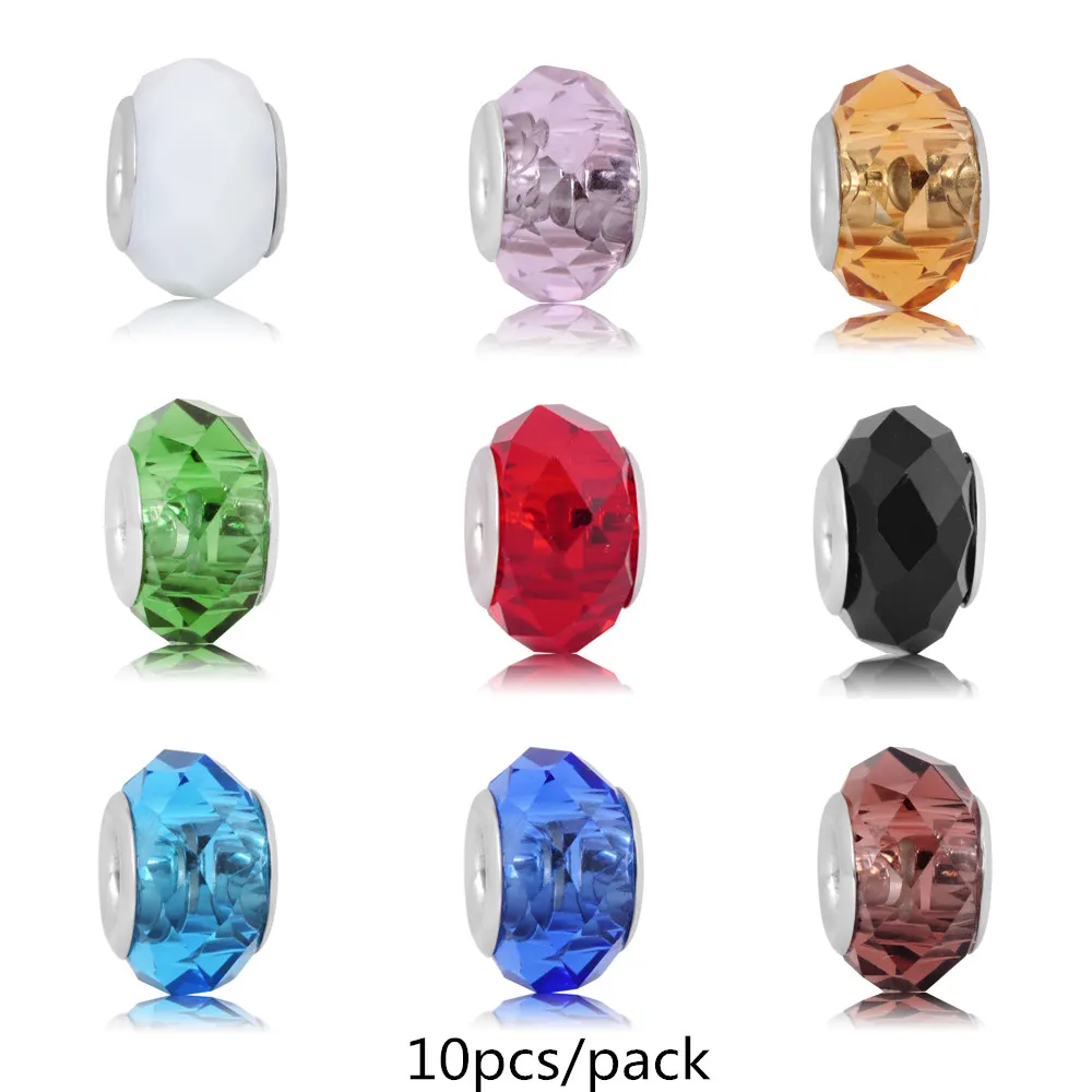 

HMSFELY 316L Stainless Steel Charm Glass Beads For DIY Charm Beaded Bracelets Jewelry Making Accessories Lampwork Beads 10pcs