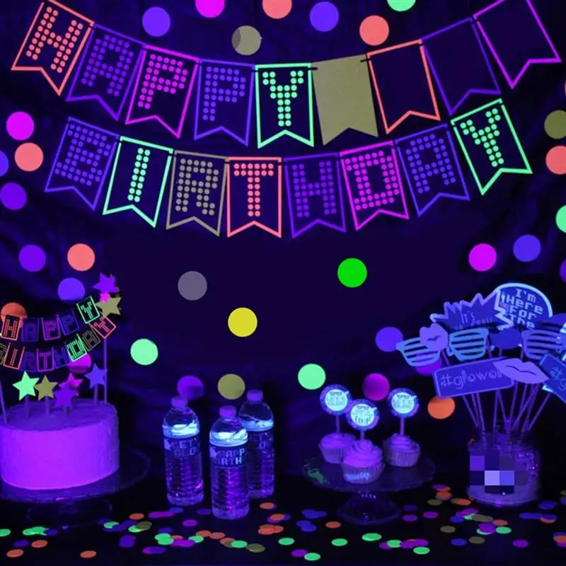

New Luminous Balloons Fluorescent Party Decoration Products Fluorescent Letters Birthday Festival Flag Cake Card Balloon Set