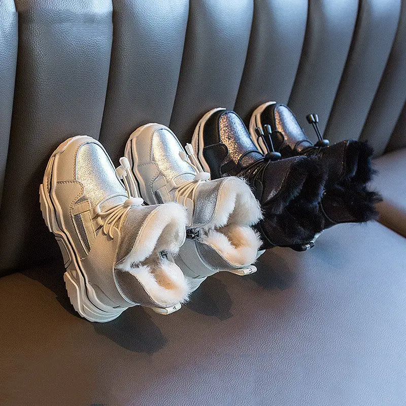 

Детские зимние ботинки, детские зимние теплые ботинки для мальчиков и девочек с хлопковым бархатным утеплителем, короткие бархатные ботинк...