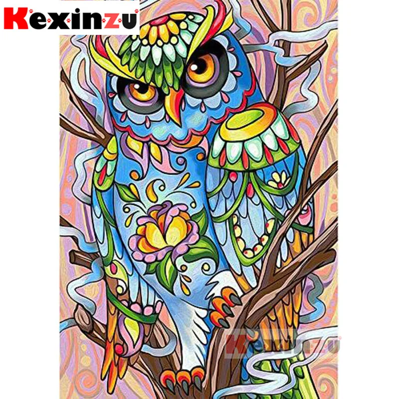 Kexinzu 5D DIY полностью квадратная Алмазная картина &quotцветок сова&quot 3D круглая