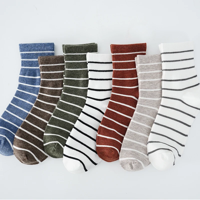 

Striped Socks Female Korean Version Ins Wind Tube Socks Spring And Autumn Sports Retro College Wind Casual All-Match Stockings
