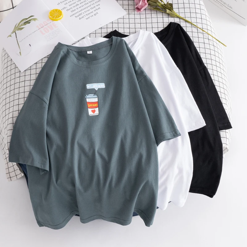 

Повседневная Футболка Harajuku с принтом DPFAMS, летняя корейская мода, уличная одежда, свободные универсальные Топы