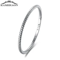 kameraon 100 925 sterling silver retro rope design finger rings for women korean style stack able party jewelry gift new