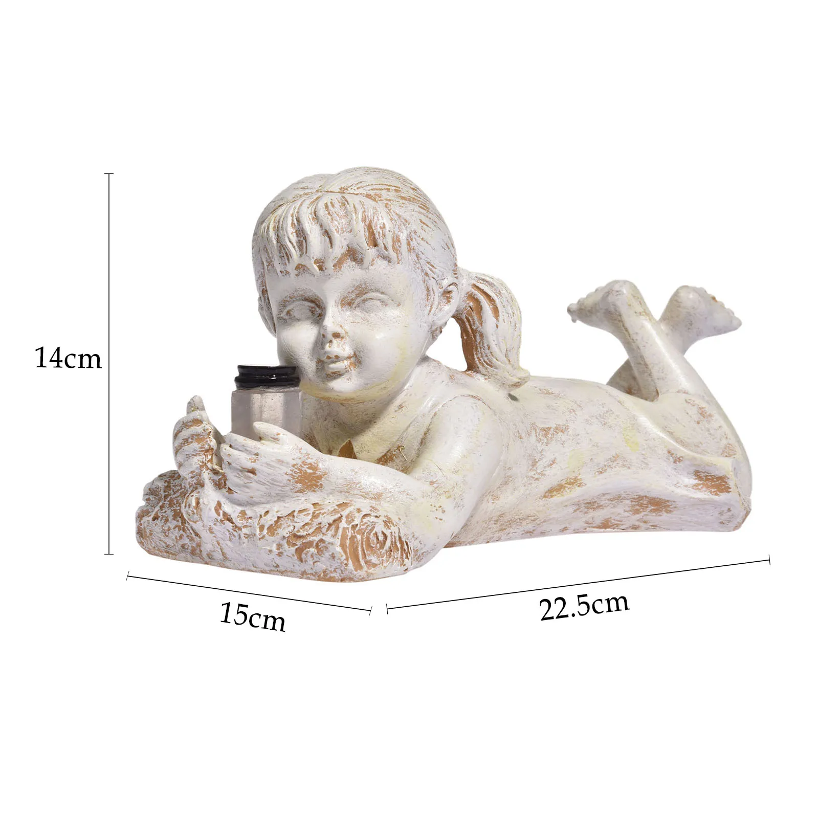 

Garden Children Statue Solar Lighted Night Light Firefly Jar Boy Girl Figurine Yard Garden Decoration Backyard Ornament