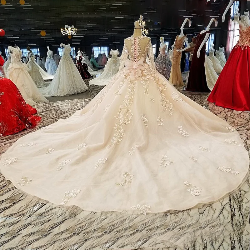 LS00322 vestido de festa выпускные платья смотреть сквозь спину аппликации полный рукав лук
