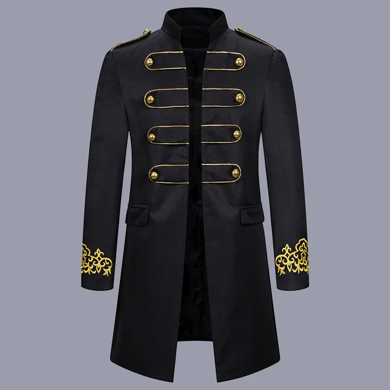 Мужской черный костюм с вышивкой пиджак в стиле стимпанк винтажный фрак мужской