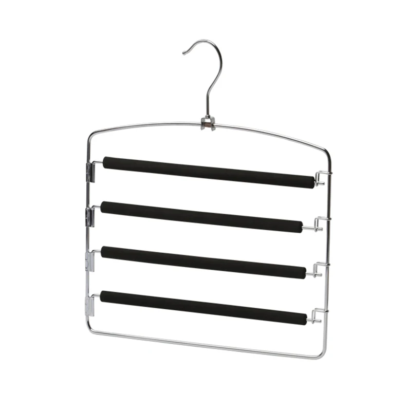 

Pants Non-slip Black Multi Hangers with Pant Foam Padded Hanger Multi Layers Swing Arm Space Saver Storage Pant Slack Hangers