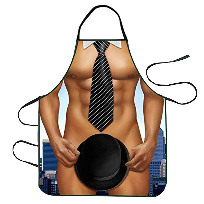 

Muscle Man Funny 3D Kitchen Apron Digital Printed Sexy Naked Aprons Superhero Pattern Dinner BBQ Barbecue Cooking Tool