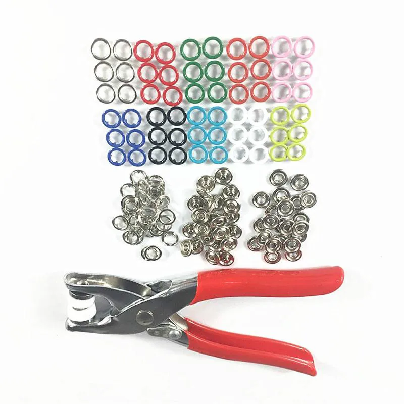 

100 Sets Snap Fasteners Kit Tool, Metal Snap Buttons Rings with Fastener Pliers Press Tool Kit for Clothing Sewing