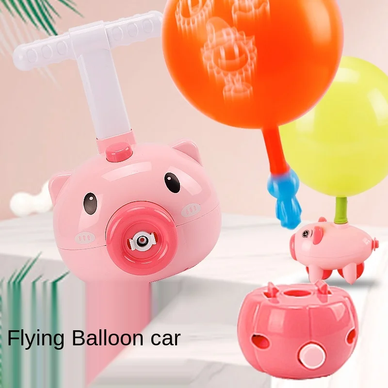 

Cy Flying Pink Pig Air-Powered Car TikTok Same Style Internet Celebrity Pig Power Gas Golf Cart Children's Pumping Ball Toy