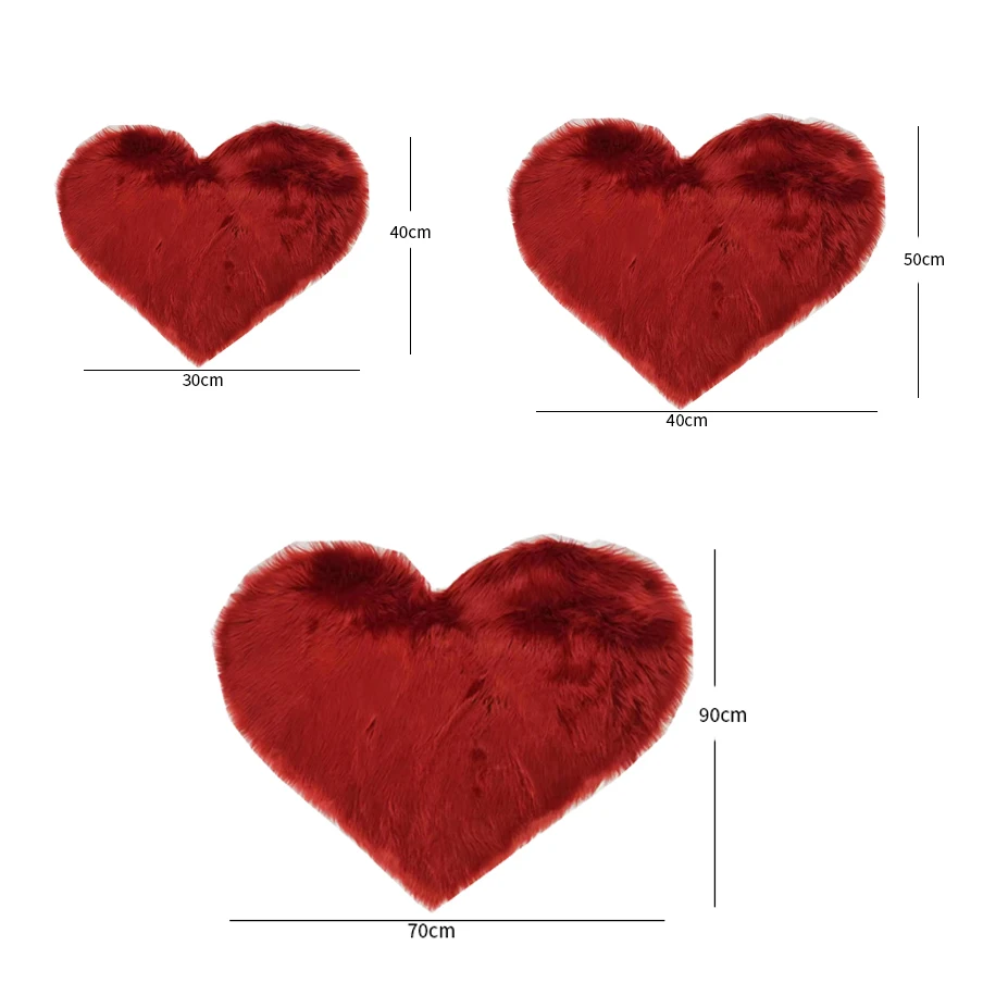 

Love Heart Rug Shaggy Artificial Wool Sheepskin Hairy Carpet Faux Floor Mat Fur Plain Fluffy Area Rug Soft Home Carpet Floor Mat