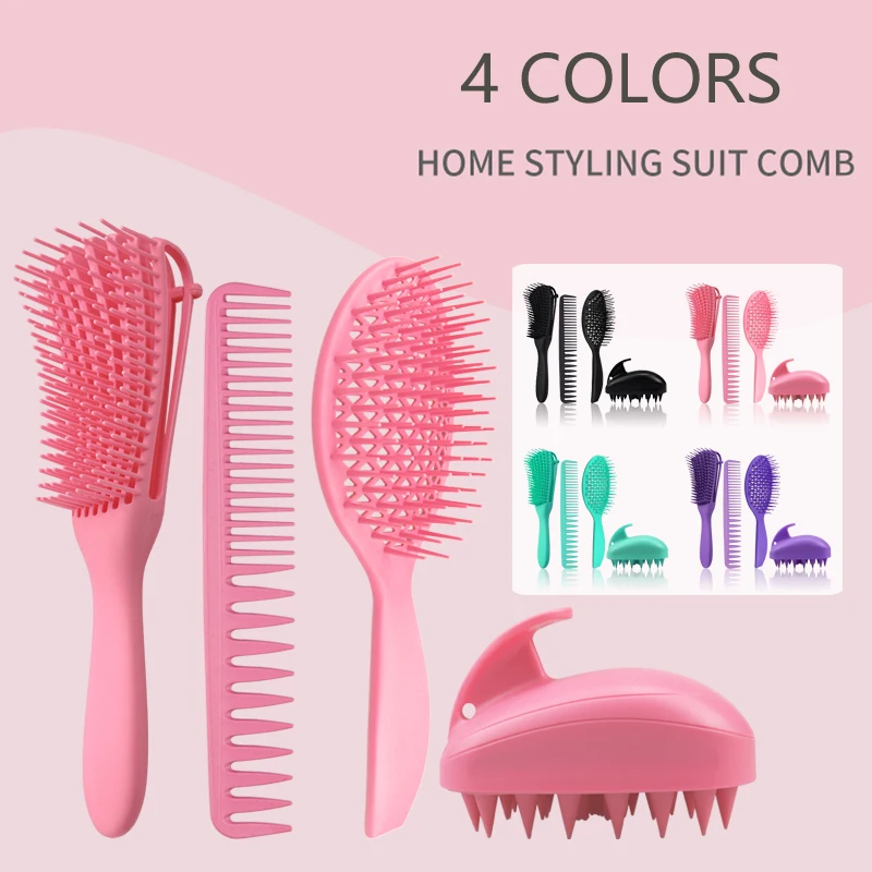 

4Pcs, Hair Shampoo Brush for Dry and Wet Hair, Silicone Scalp Massager, Detangling Hair Comb set