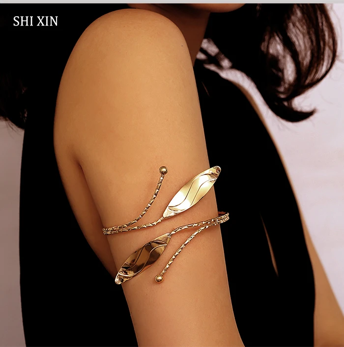 SHIXIN Boho амулеты металлический лист верхние браслеты «рука» Браслеты для женщин модные современные летние пляжные манжеты аксессуары ювелирные изделия для женщин