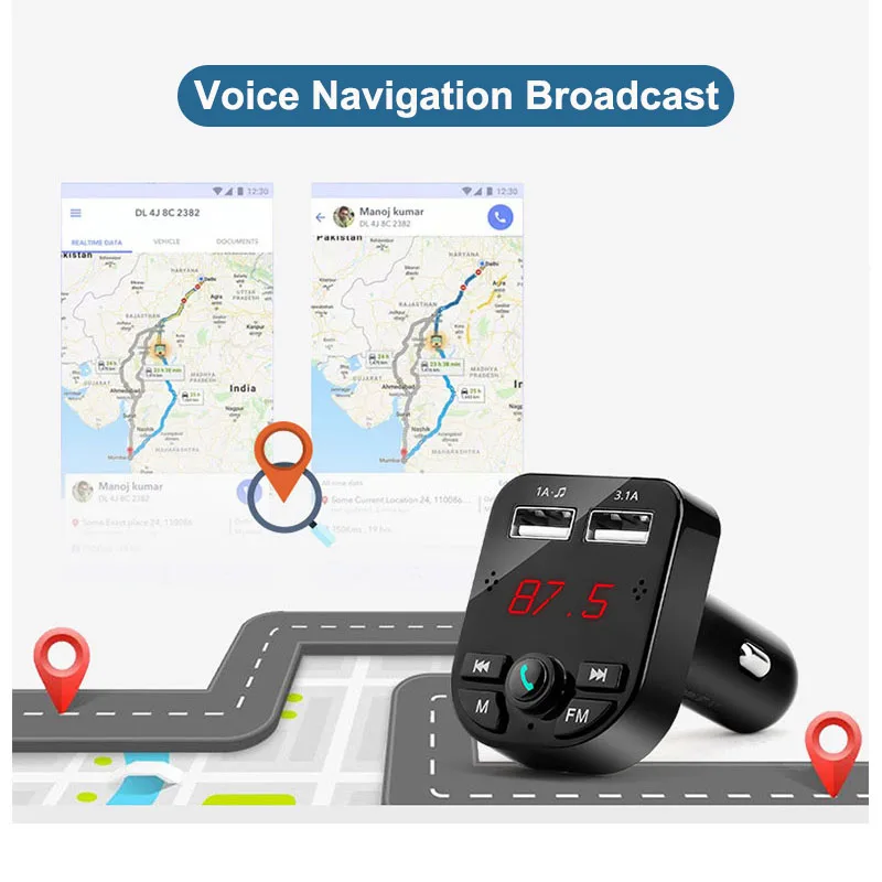 Автомобильный MP3 плеер V5.0 с поддержкой формата Bluetooth Wav пластиковый беспроводной