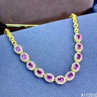 kjjeaxcmy fine jewelry 925 sterling silver inlaid pink sapphire luxury women new hand bracelet support test hot selling