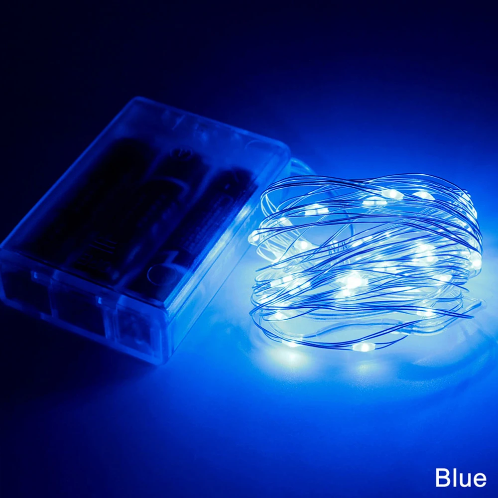 Светодиодная гирлянда 2 м 5 10 серебряная медная проволока AA работающая от батареи