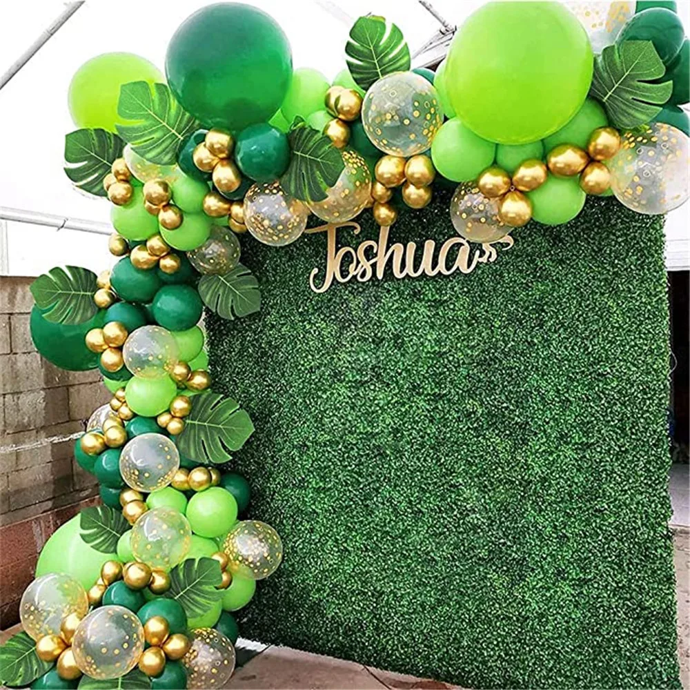 

120pcs Jungle Party Green Balloon Garland Arch Kit Tropical Palm Leaves Golden Balloons for Safari Jungle Themed Birthday Decor