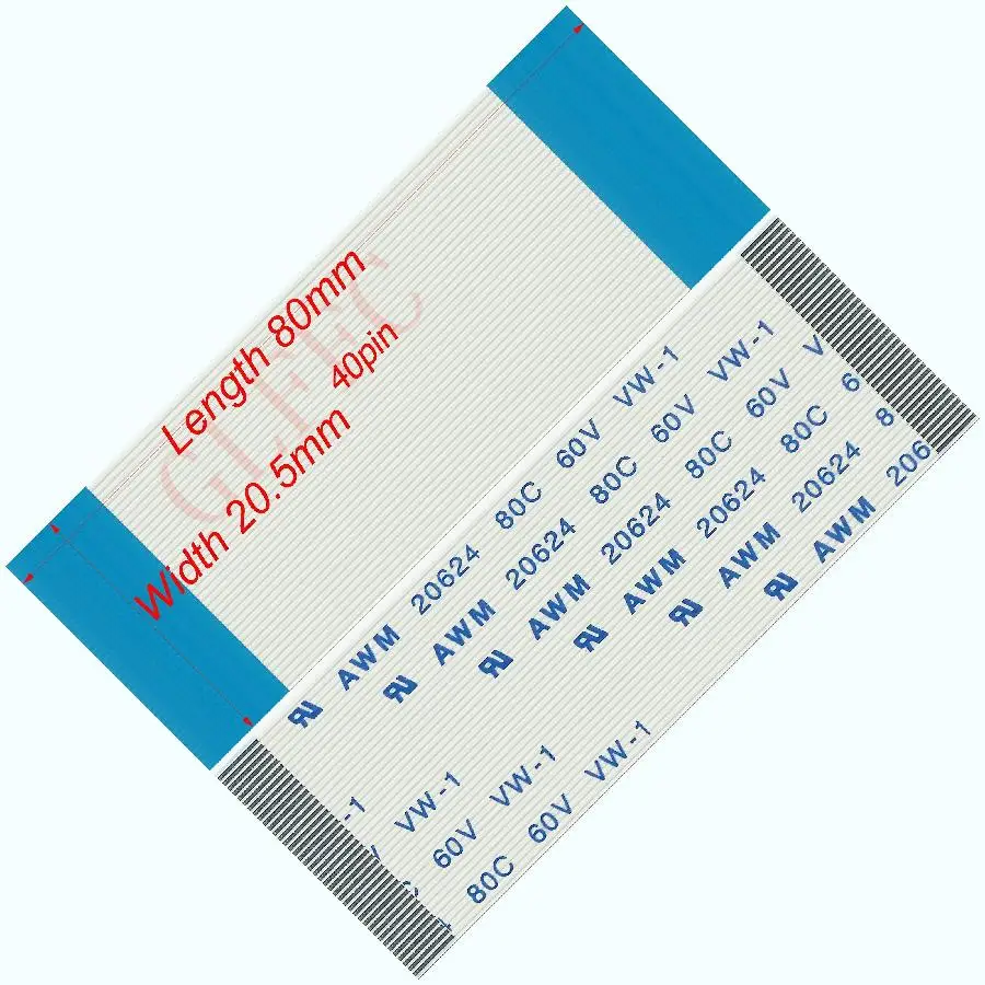 40pin 0 5 Шаг 80 мм 123 A Тип Гибкий плоский кабель FFC awm 20624 ROHS для TTL LCD DVD