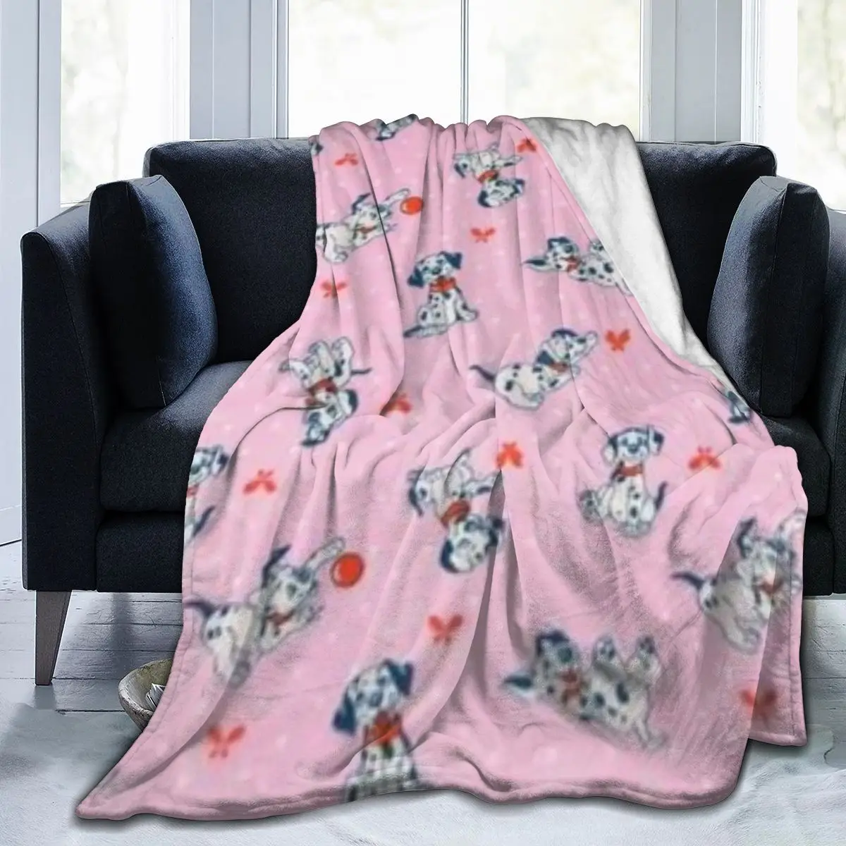 

Pink Super Cool Dalmatian Flannel Throw Blanket Winter Soft Warm Kawaii Style Blanket Home Car Bedding Decoration