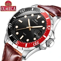 olmeca mens watch luxury fashion dial stainless leather wrist watches business watch sport casual style reloj
