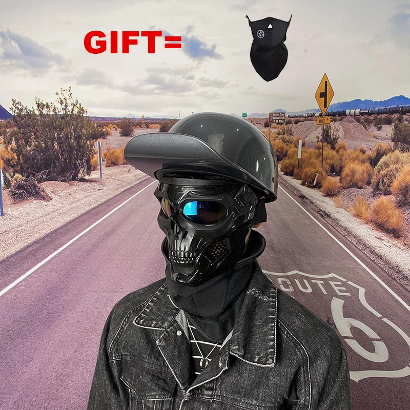 2021 мотоцикл шлем Мотокросс Винтаж Открыть Половина уход за кожей лица перчатки