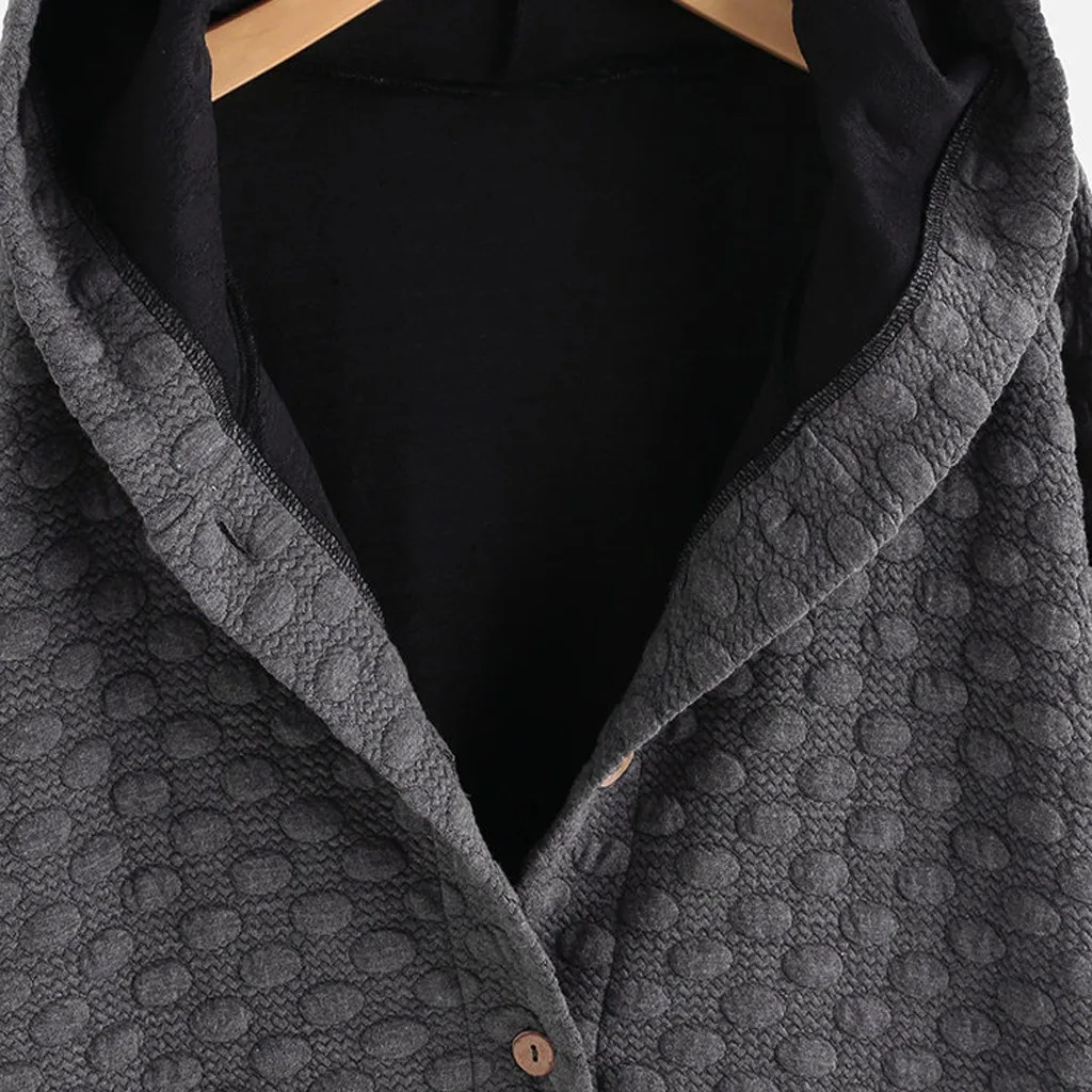 Женское винтажное пальто с капюшоном однотонное Асимметричное пуговицами и