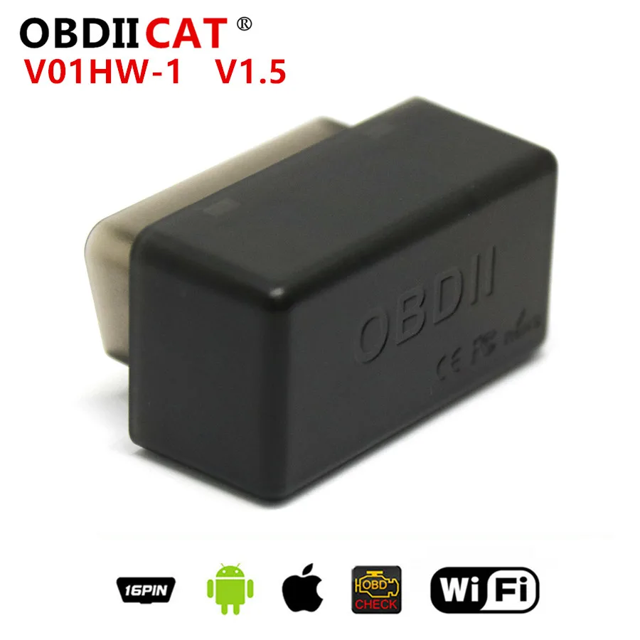 OBDIICAT 100pcs Elm 327 ELM327 Wifi V01HW OBD2 Fault Diagnostic OBD Code Scanner Tool WiFi V1.5+PIC25k80 Upgraded Version