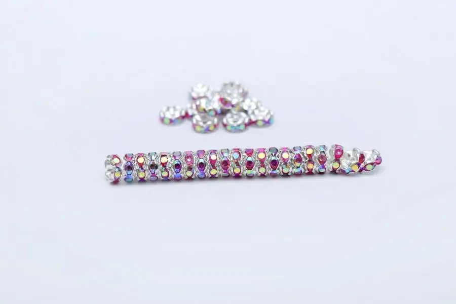 100 шт 6 мм цвет серебро бусинки Rondelle, Стразы ab crystal Бусины для самостоятельного изготовления ювелирных изделий бусины-разделители подвеска браслет Цепочки и Ожерелья Выводы - Цвет: Pink AB