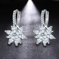 huami double layer flower earrings hoop ear clip with cz zirconia design big jewelry for wedding women earrings dangle drop