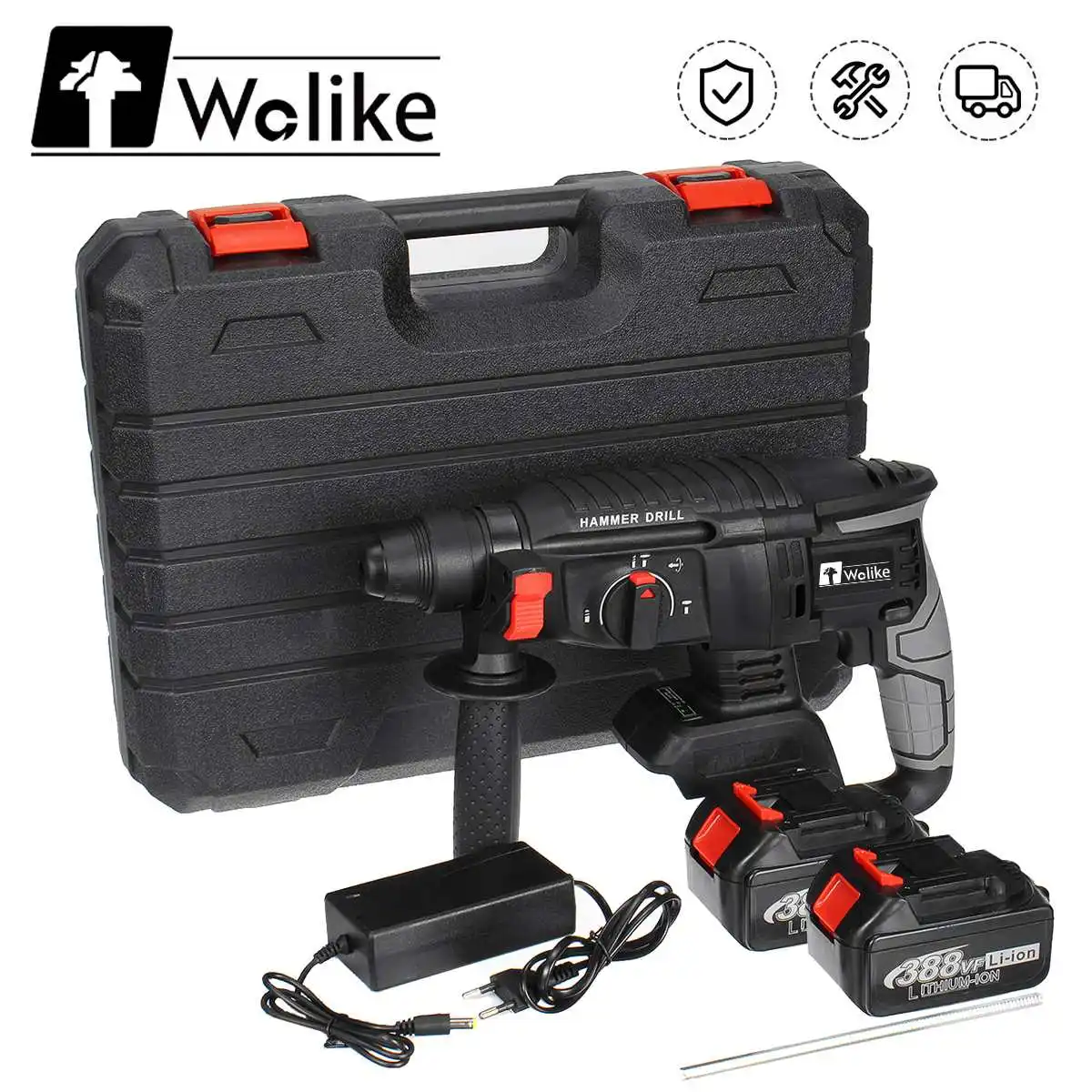 

Дрель ударная Wolike 388VF аккумуляторная, 3000 Вт, 4 функции