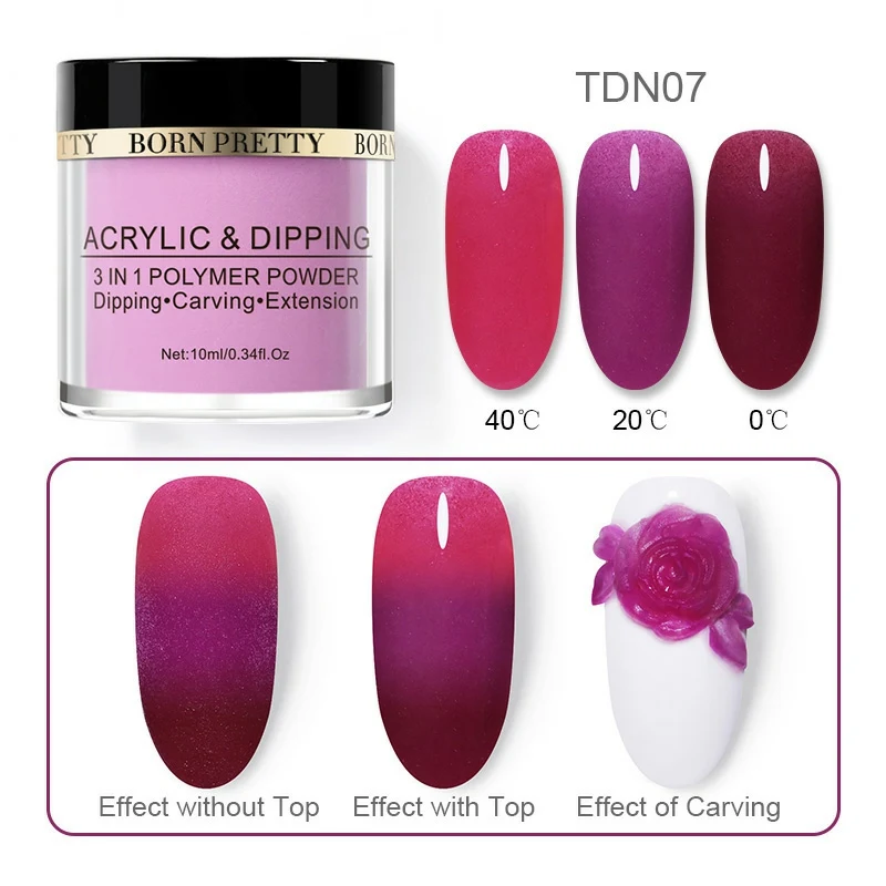 BP-TDN07 BORN PRETTY, 10 мл, термопудра для ногтей 3 в 1, меняющая температуру, акриловый полимер, для вырезания, сделай сам, декор для ногтей - Цвет: BP-TDN07