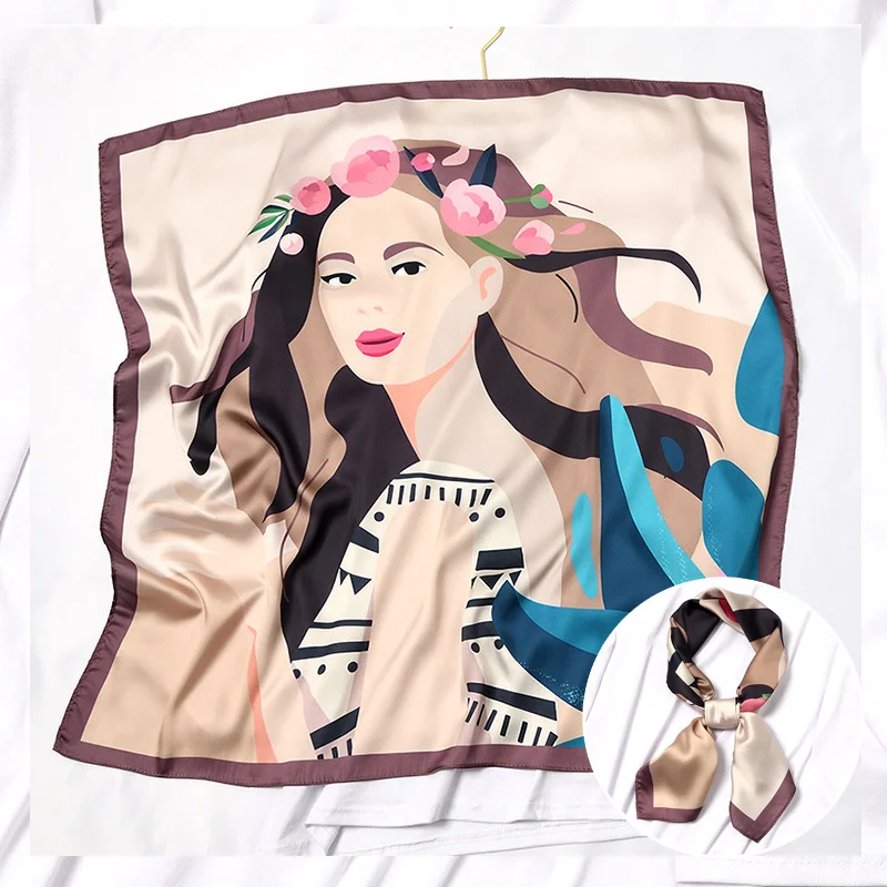 

Fashion Cute Square Scarf Women Silk Bandana Girls Series Pattern Design Neck Scarf Headband NEW