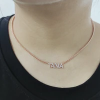 custom zircon necklace pave crystal 6mm letter number necklacepersonalized name necklace zircon letter pendant women jewelry