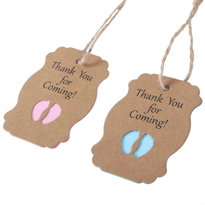 

50pcs Thank You for Coming Tags Baby Shower Labels Tags New Born Boy Girl 1st Birthday party decoration babyshower Christening