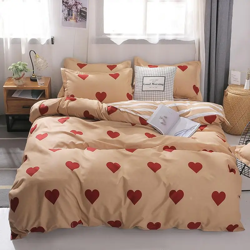 

Flower Printed Duvet Cover Set Pastoral Plaid Bedding Sets Luxury King Queen Size J /4pcs Soft Comfortable Bed Covers BedLinen