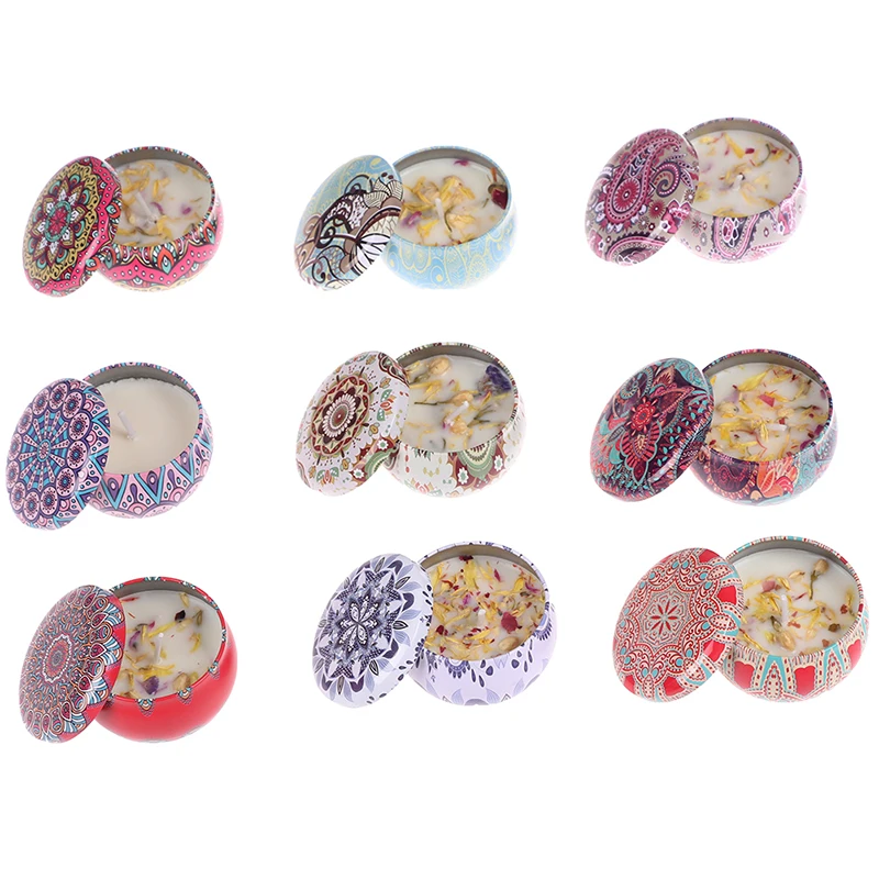 Ароматические свечи с цветами ароматизатор из жестяной банки Ароматизированная