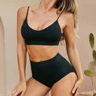 Комплект нижнего белья женский бесшовный из мягкого топа и трусов с высокой талией, 6 цветов