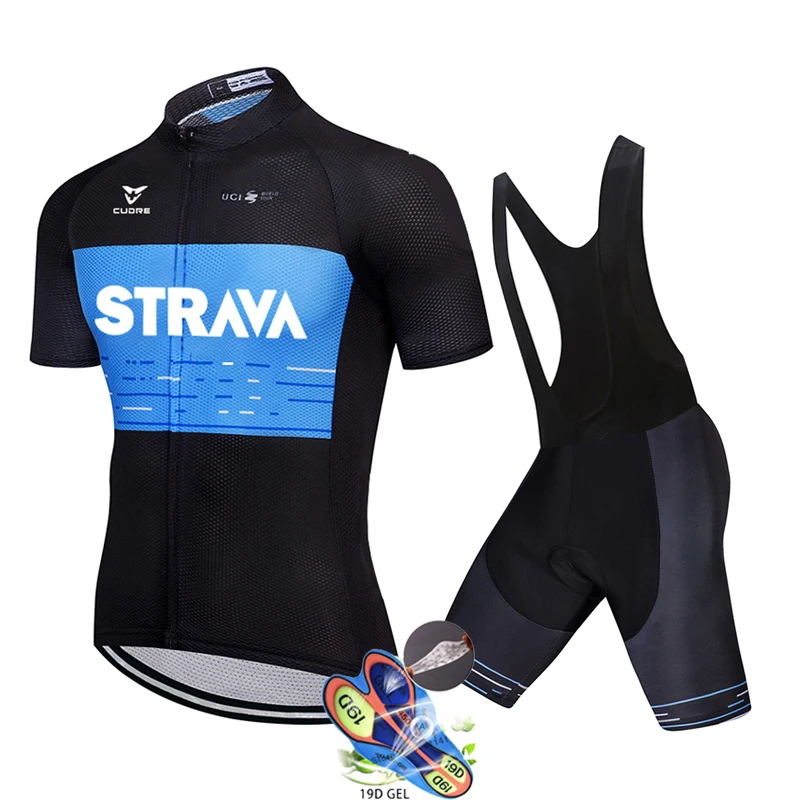 

STRAVA Cycling Jersey Set 2021 Summer Men Short Sleeve Bicycle Team Cycling Sweatshirt Suit Anti-UV MTB Bike Uniform Quick dry