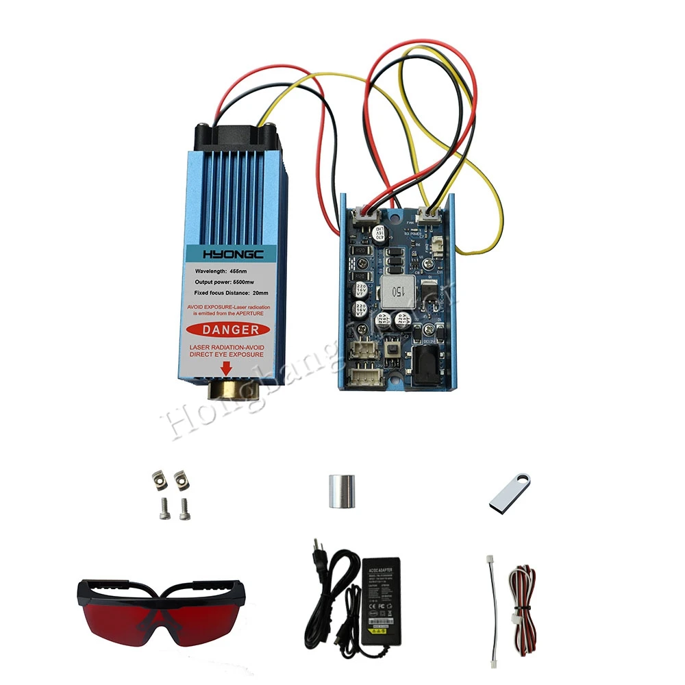 Cabeça do Laser Kits para Gravura e Máquina de Corte Alta Qualidade Laser Fixo Foco Módulo 445nm 3018 5.5w