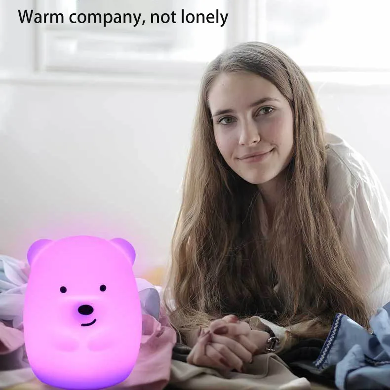 

LED Lamp USB Rechargeable Battery Light Cute Kids Night Light Silicone 9 Colors Remote Operated Night Light For Home