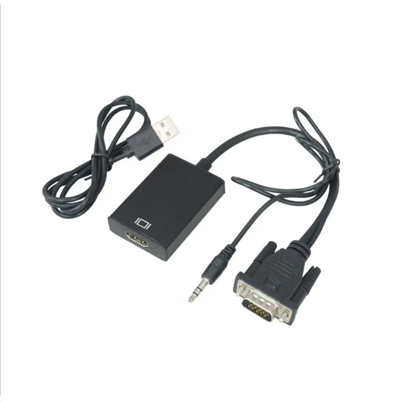 Черный VGA Мужской к HDMI Женский конвертер Кабель-адаптер с аудио выходом 1080P VGA HDMI адаптер для ПК ноутбук к HDTV проектор r10 - Цвет: Черный