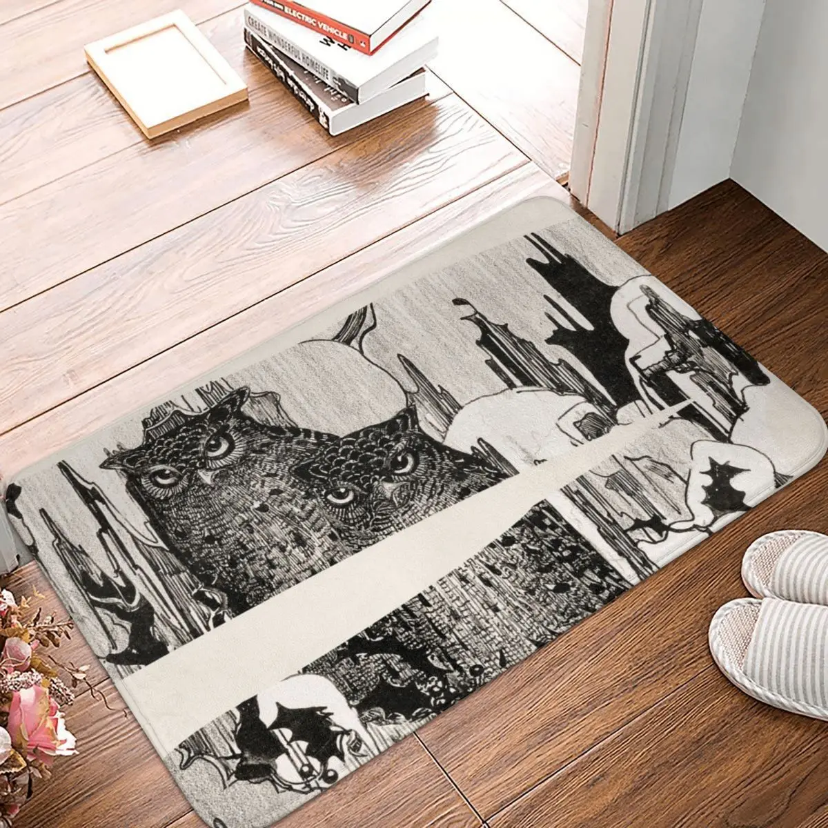 

Коврик для входной двери с принтом «Две совы»