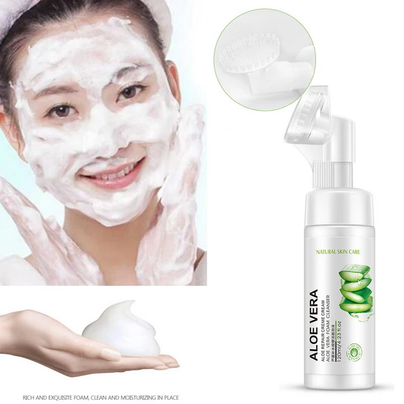 Горячая уход за кожей алоэ очищающая пена для лица антивозрастной Натуральный