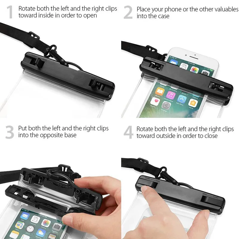 Swimming/Hiking/Diving/Boating/Snorkeling/Supplies 2pcs Waterproof Mobile Phone Bag + 2pcs Waterproof Waist Bags BHD2