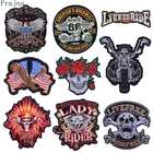 Большие байкерские мотоциклетные нашивки Prajna, вышитые нашивки с черепом в стиле панк для одежды, аппликации для куртки, сделай сам