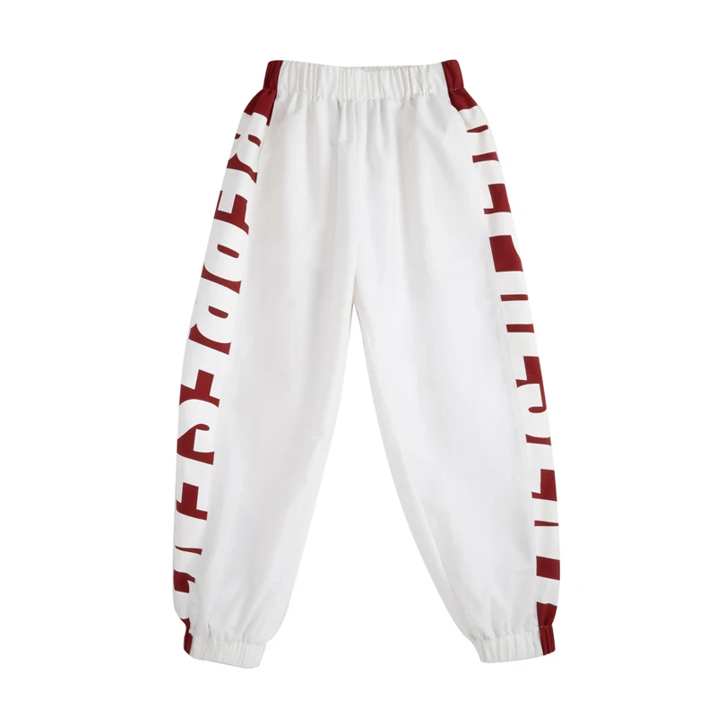 

2020 Children Loose Hip Hop Clothing Orange/White Jacket Tops Sport Pants Autumn Winter Long Sleeve Hiphop Jazz Costume Rave