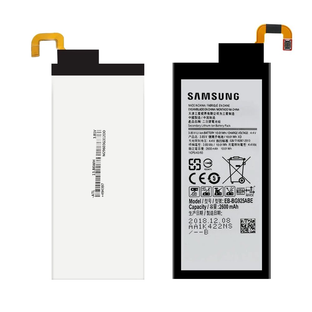 100% Оригинальная Аккумуляторная батарея для Samsung Galaxy S6 Edge EB-BG925ABE G925I G925A G925T G925S G925K