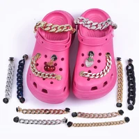 free shipping 1 pcs croc shoes charms gold silver bling metal chain leopard print accessories large size plastic decoration