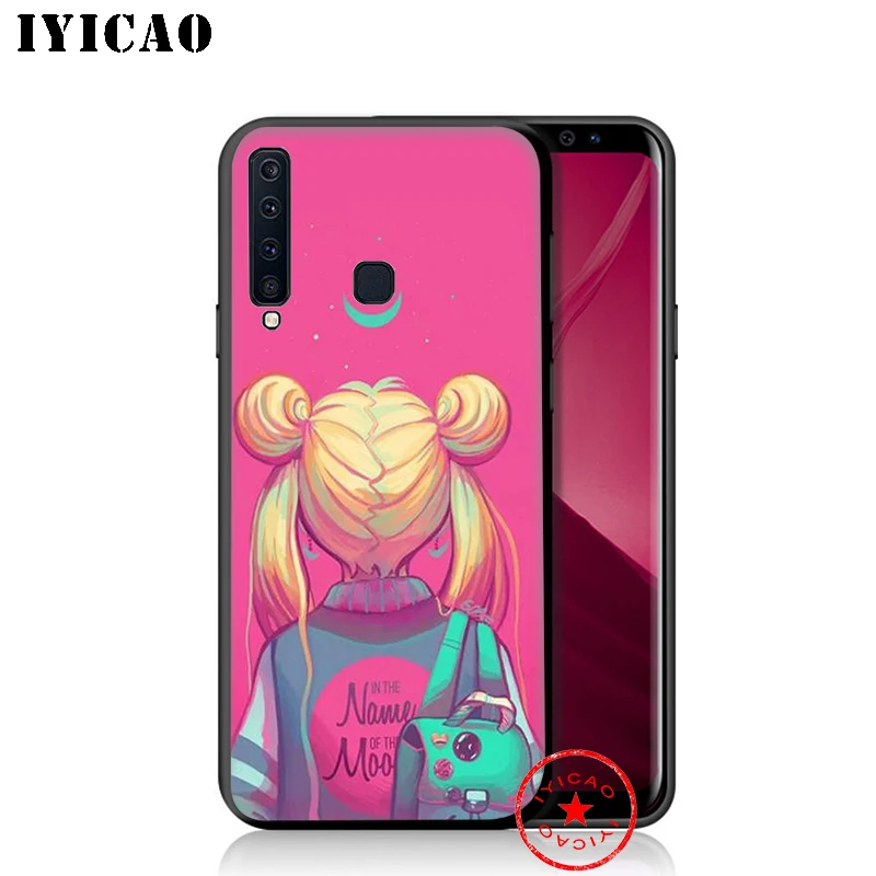 IYICAO Pink Anime Kawaii Sailor Moon Soft Phone Case for Samsung Galaxy A9 A8 A7 J6 A6 Plus 2018 A5 A3 2016 2017 Silicone Cover |